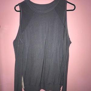 blue shirt with shoulder holes